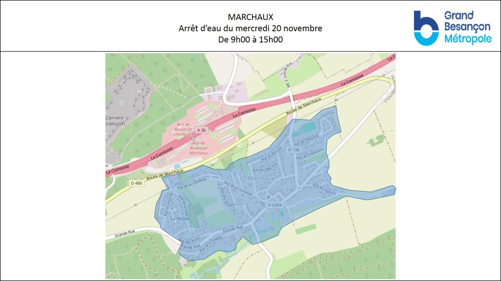 plan coupure d'eau à Marchaux